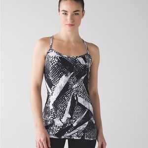 Lululemon Power Y Tank Luon | Static Mist White Black | Size 6